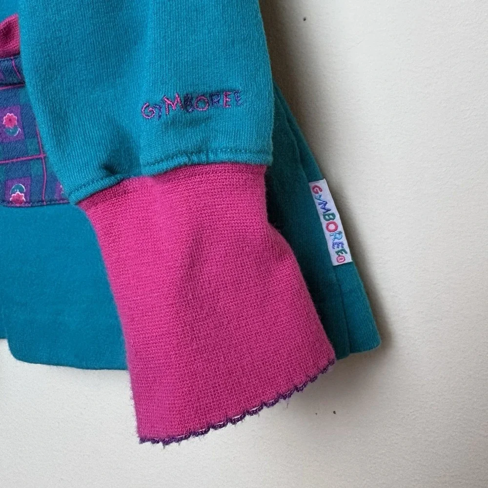 Vtg Gymboree Swing Top Cardigan Plaid Girls Medium 2T-3T Turquoise Rainbow Tag
